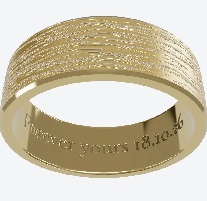 Engraving preview inside the Bark band, 3D render