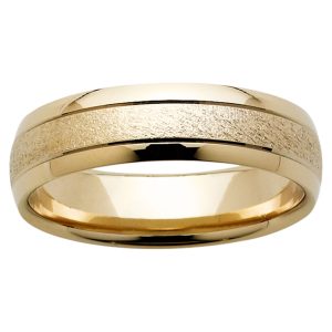 Textured Centre Yellow Gold Mens Ring