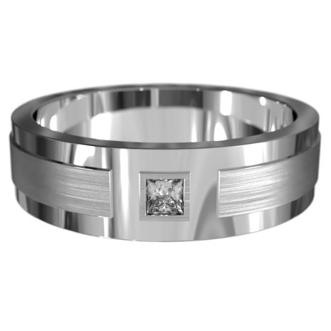 WWAD7000-WG-Carved Line Pattern Diamond White Gold Men's Wedding Ring