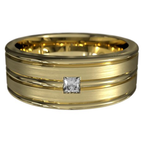 WWAD7010-YG-High Polished Shimmered Yellow Gold Men's Wedding Ring