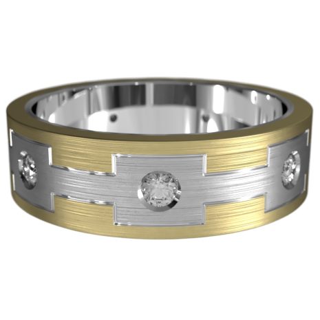 WWAD7017-YW-Minimalist Crafted Gold Men's Wedding Band with Geometric Design