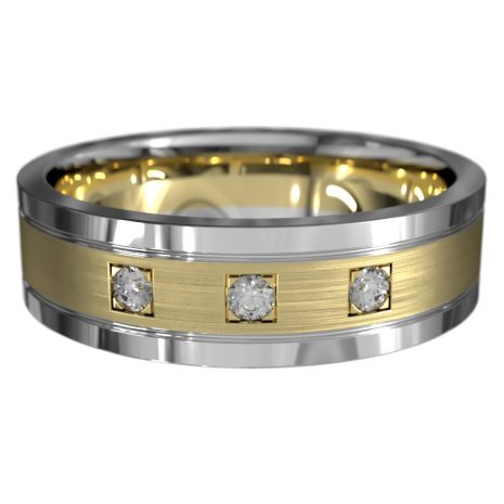 WWAD7034-WY-Comfy Minimalist Gold Men's Wedding Band with Diamonds