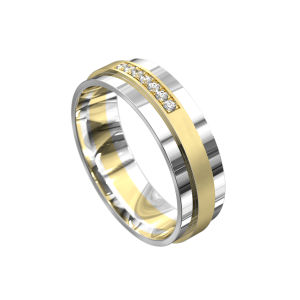 White and Yellow Gold Polished Mens Wedding Ring