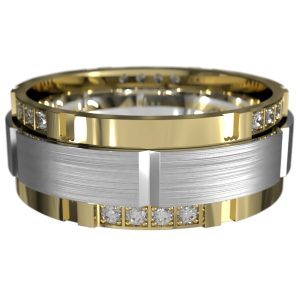 WWAD7048-YW-Smoothly Grooved Gold Men's Wedding Band