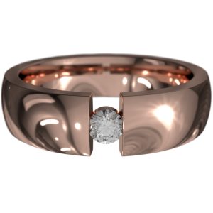 WWAD7051-RG-Polished Rose Gold Men's Wedding Ring with Tension-Style Diamond