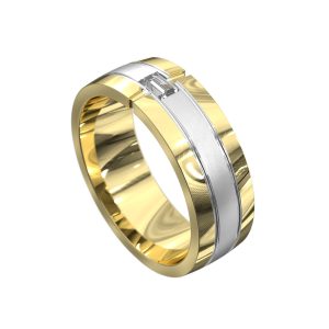 WWAD7066-YW-Stunning Brushed Edges Gold Men's Wedding Ring