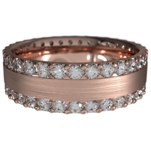 WWAD7067-RG-Rose Gold Brushed Men's Wedding Ring with Sparkling Diamonds