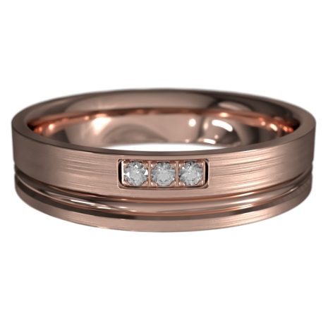 WWAD7069-RG-Hand Carved Polished Rose Gold Men's Wedding Ring