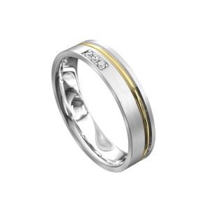 WWAD7069-WY-Hand-Carved Polished Inlay Gold Men's Wedding Ring