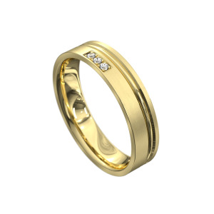 WWAD7069-YG-Hand Carved Yellow Gold Polished Men's Wedding Ring