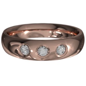 WWAD7075-RG-Polished Half-Round: Comfort Fit Diamond Rose Gold Men's Wedding Ring
