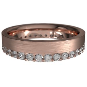WWAD7079-RG-Flat Single Side Diamonds Rose Gold Men's Wedding ring