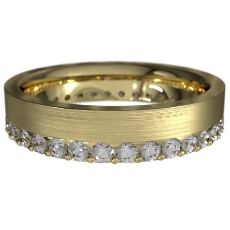 WWAD7079-YG-Yellow Gold Flat Single Side Diamonds Men's Wedding ring