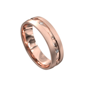 WWAD7083-RG-Bold Geometric Rose Gold Brushed Men's Wedding Ring