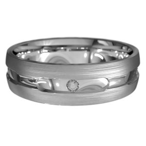 WWAD7083-PL-Platinum Bold Geometric Brushed Men's Wedding Ring