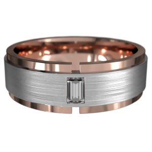 WWAD7084-RW-Brushed Raised Center Gold Men's Wedding Ring