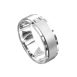WWAD7084-Wide Brushed Men's Wedding Band with Baguette Diamond Silver 1