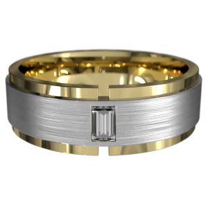 WWAD7084-YW-Sparkly Wide Brushed Gold Men's Wedding Ring