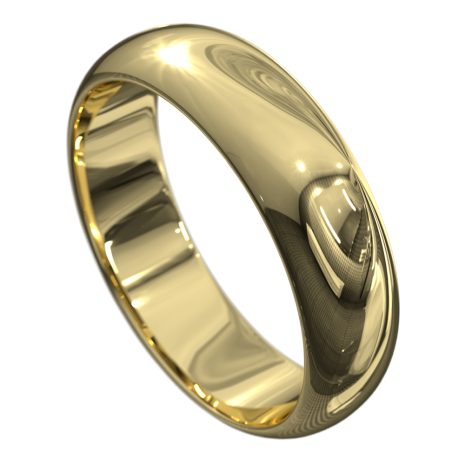 Stunning High Polished Yellow Gold Mens Wedding Ring