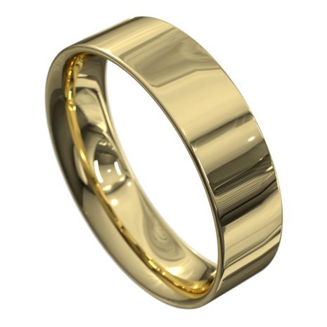 Impressive Polished Yellow Gold Mens Wedding Ring