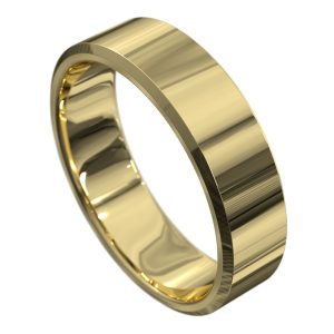 Flat Polished Yellow Gold Mens Wedding Ring