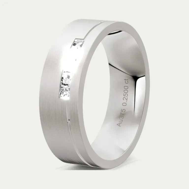A men's five princess diamond channel wedding ring