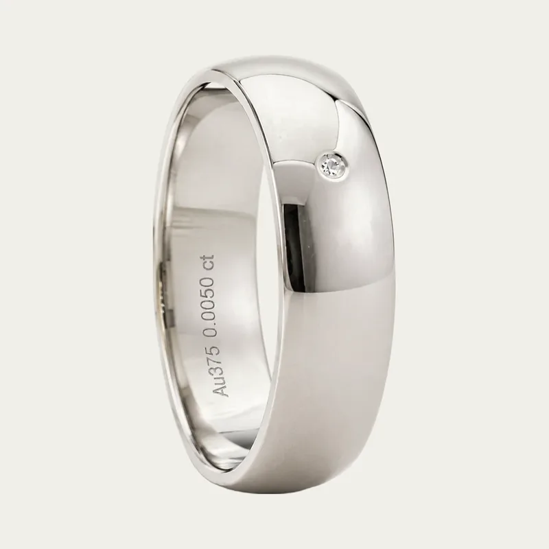 A classic sterling silver men's diamond wedding ring